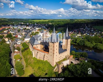 Il castello di Rochlitz si trova nella parte occidentale della città di Rochlitz sopra il fiume Zwickauer Mulde nel distretto della Sassonia centrale nello Stato libero di Foto Stock