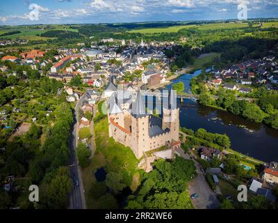 Il castello di Rochlitz si trova nella parte occidentale della città di Rochlitz sopra il fiume Zwickauer Mulde nel distretto della Sassonia centrale nello Stato libero di Foto Stock