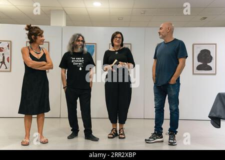 Barcellona, Spagna. 31 agosto 2023. L'illustratore e artista catalano Lluís Calafalch inaugura la sua nuova collezione di litografie nel ciclo artistico di Revers ad Arenys de Munt (Barcellona) il 31 agosto 2023. * (Foto di Neus Ros/Sipa USA) credito: SIPA USA/Alamy Live News Foto Stock