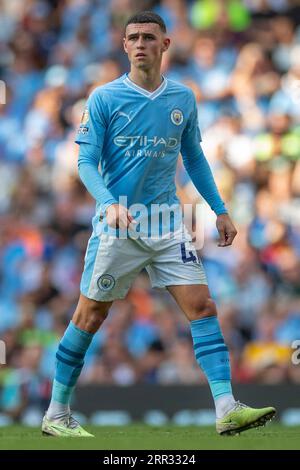 Manchester, Regno Unito. 2 settembre 2023. Phil Foden #47 di Manchester City durante la partita di Premier League tra Manchester City e Fulham all'Etihad Stadium di Manchester sabato 2 settembre 2023. (Foto di Mike Morese/mi News/NurPhoto) credito: NurPhoto SRL/Alamy Live News Foto Stock