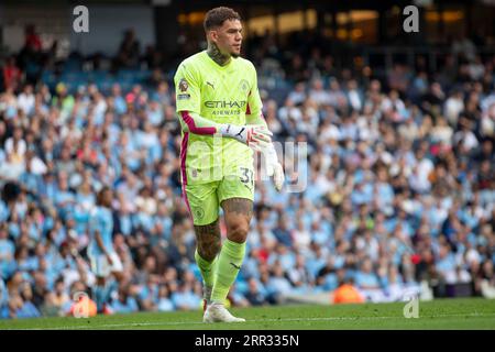 Manchester, Regno Unito. 2 settembre 2023. Ederson #31 (GK) di Manchester City durante la partita di Premier League tra Manchester City e Fulham all'Etihad Stadium di Manchester sabato 2 settembre 2023. (Foto di Mike Morese/mi News/NurPhoto) credito: NurPhoto SRL/Alamy Live News Foto Stock