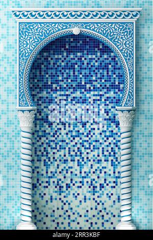 Mosaico orientale antico arco arabo Foto Stock