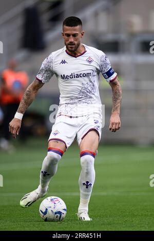 Cristiano Biraghi dell'ACF Fiorentina in azione durante la partita di serie A tra FC Internazionale e ACF Fiorentina. Foto Stock