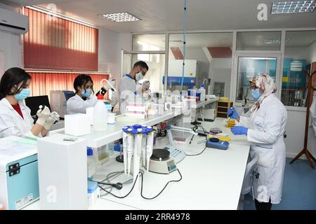 201125 - RABAT, 25 novembre 2020 - i medici usano i kit di test per diagnosticare il virus COVID-19 in un laboratorio medico a Rabat, Marocco, il 25 novembre 2020. Il Marocco ha confermato 4.979 nuovi casi di COVID-19 e altri 70 decessi, portando il numero di infezioni nel paese a 336.506 e il bilancio delle vittime a 5.539. Il numero dei recuperi salì a 284.496. Foto di /Xinhua MOROCCO-RABAT-COVID-19-TEST Chadi PUBLICATIONxNOTxINxCHN Foto Stock