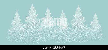 Abeti innevati dai punti. Buon anno nuovo. Illustrazioni vettoriali Illustrazione Vettoriale