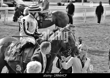 Cavallo da corsa Albasheer e fantino Hollie Doyle Foto Stock