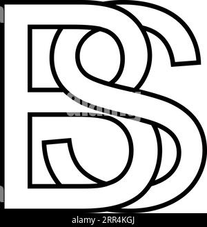 Simbolo logo bs, icona sb segno due lettere interlacciate b, S. Illustrazione Vettoriale