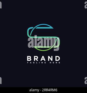 Logo Letter S design media stile di contorno lineare aziendale. Illustrazione vettoriale Illustrazione Vettoriale