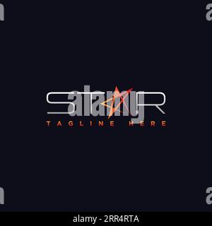 Modello con logo Elegance Letter Star con icona a stella. Illustrazione vettoriale Illustrazione Vettoriale