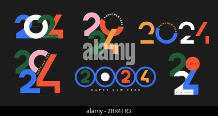 Set di 2024 numeri per il modello di vacanza per Capodanno. Illustrazione Vettoriale