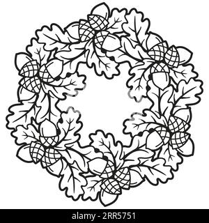 Oak lascia Wreath Illustrazione Vettoriale
