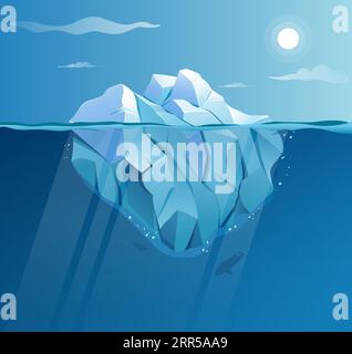 Metafora del concetto di Icerberg per gli aspetti visibili e nascosti del successo - illustrazione degli stock come EPS 10 Illustrazione Vettoriale