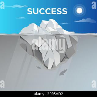 Metafora del concetto di iceberg sia per gli aspetti visibili che nascosti del successo - illustrazione degli stock come EPS 10 Illustrazione Vettoriale