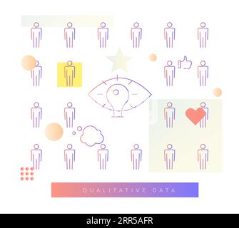 Metodi di ricerca - dati qualitativi - icona Stock come file EPS 10 Illustrazione Vettoriale