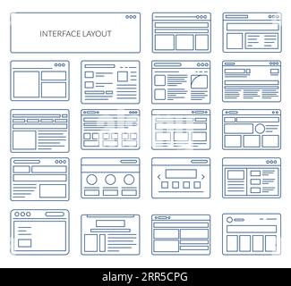 Set di variazioni layout applicazione sito Web - icona Stock come file EPS 10 Illustrazione Vettoriale