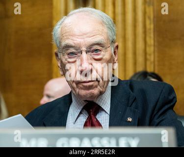 Washington, Stati Uniti. 6 settembre 2023. Il senatore degli Stati Uniti Chuck Grassley (R-IA) in un'audizione del Comitato giudiziario del Senato presso il Campidoglio degli Stati Uniti. (Foto di Michael Brochstein/Sipa USA) credito: SIPA USA/Alamy Live News Foto Stock