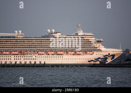 Le navi da crociera e i battelli pendolari condividono l'affollato fiume Hudson vicino a Manhattan con moto d'acqua e diportisti ricreativi Foto Stock