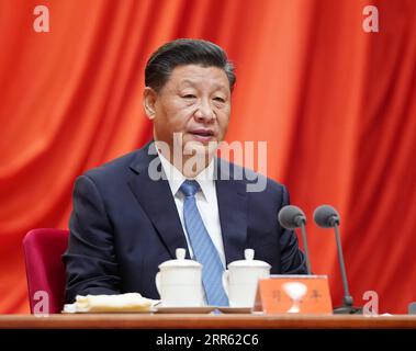 210122 -- PECHINO, 22 gennaio 2021 -- il segretario generale del Comitato centrale del PCC del Partito Comunista Cinese Xi Jinping, anche presidente cinese e presidente della Commissione militare centrale, si rivolge alla quinta sessione plenaria della 19a Commissione centrale del PCC per l'ispezione della disciplina CCDI a Pechino, capitale della Cina, 22 gennaio 2021. CHINA-BEIJING-XI JINPING-CCDI-SESSIONE PLENARIA CN LIXXUEREN PUBLICATIONXNOTXINXCHN Foto Stock