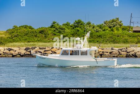 Lo yacht a motore, Sea Spearit, è partito da montauk Foto Stock