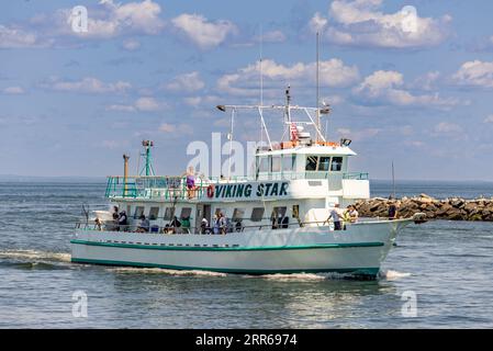 La Viking Star arriva al molo di montauk Foto Stock