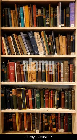 Vecchi libri antichi su uno scaffale Foto Stock