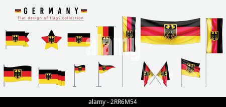 Bandiera della Germania, disegno piatto della collezione di bandiere Illustrazione Vettoriale