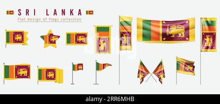 Bandiera dello Sri Lanka, design piatto della collezione di bandiere Illustrazione Vettoriale