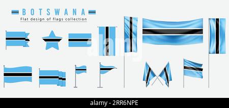 Bandiera del Botswana, design piatto della collezione di bandiere Illustrazione Vettoriale