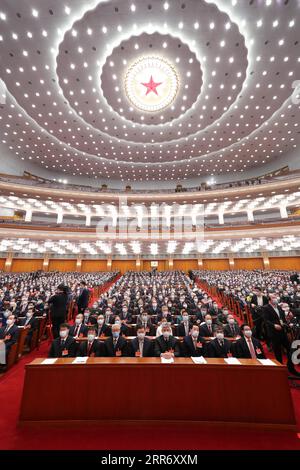 210304 -- PECHINO, 4 marzo 2021 -- la quarta sessione del 13° Comitato Nazionale della Conferenza consultiva politica del popolo cinese, CPPCC, apre presso la grande sala del popolo a Pechino, capitale della Cina, 4 marzo 2021. DUE SESSIONSCHINA-PECHINO-CPPCC-SESSIONE ANNUALE-APERTURA CN YAOXDAWEI PUBLICATIONXNOTXINXCHN Foto Stock