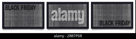 Set di carte Black Friday banner orizzontale in bianco e nero o collezione di carte Design Element promozione promozione evento di sconto per il marketing spazio copia Vector illu Illustrazione Vettoriale