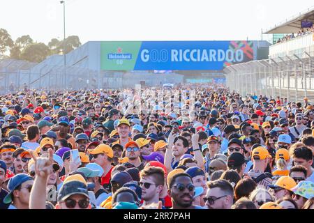 MELBOURNE, AUSTRALIA, 10 APRILE: Atmosfera tifosa dopo la gara al Gran Premio di Formula 1 australiano del 2022 il 10 aprile 2022 Foto Stock