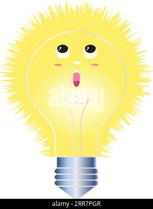 Graziosa lampadina carattere lampadina icona della lampadina simbolo simbolo Cartoon personaggio illustrazione vettore Illustrazione Vettoriale