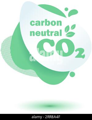 Emissioni di CO2 neutra. Impronta di diossyde di carbonio neutro Stiker Illustrazione Vettoriale