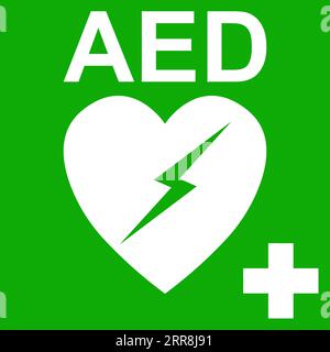 Simbolo del defibrillatore semiautomatico esterno, cuore Illustrazione Vettoriale