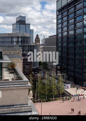 Centro di Birmingham, vista dalla terrazza della Library of Birmingham, West Midlands, Regno Unito Foto Stock