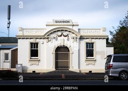 Old Post Office Building, Shannon, Horowhenua, North Island, nuova Zelanda Foto Stock