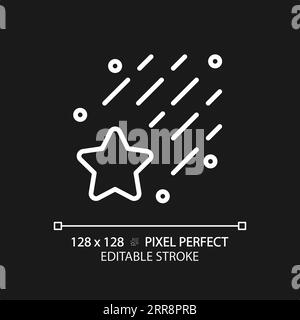 Pixel stella cadente icona lineare bianca perfetta per tema scuro Illustrazione Vettoriale