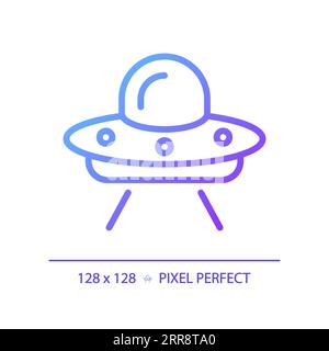 Icona vettore lineare gradiente perfetto pixel UFO Illustrazione Vettoriale