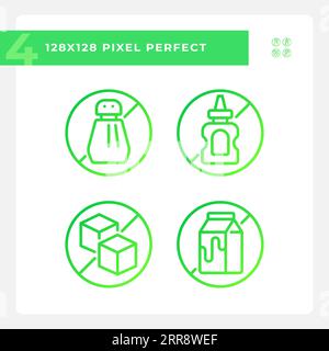 Set di icone pixel Perfect Green Gradient senza allergeni Illustrazione Vettoriale