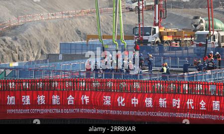 210519 -- PECHINO, 19 maggio 2021 -- la foto scattata il 19 maggio 2021 mostra la cerimonia di lancio per la costruzione dell'unità 3 della centrale nucleare di Xudapu nella provincia di Liaoning nella città di Huludao, nella Cina nordorientale. PER ANDARE AI TITOLI DI XINHUA DEL 19 MAGGIO 2021 PROGETTO DI COOPERAZIONE CINA-RUSSIA-ENERGIA NUCLEARE-CANTIERE YAOXJIANFENG PUBLICATIONXNOTXINXCHN Foto Stock