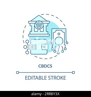 Concetto di icona linea blu CBDC 2D. Illustrazione Vettoriale