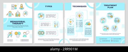 Brochure con icone a linee sottili per terapia comportamentale Illustrazione Vettoriale