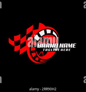 logo racing bandiera delle ruote vector Illustrazione Vettoriale