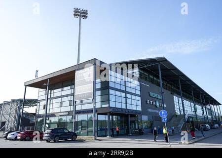 Turku, Finlandia. 7 settembre 2023. Vista generale all'esterno dello stadio Veritas durante la partita di calcio amichevole internazionale U21 tra Finlandia e Islanda al Veritas Stadium di Turku, Finlandia. (Tara Jaakkola/SPP) credito: SPP Sport Press Photo. /Alamy Live News Foto Stock