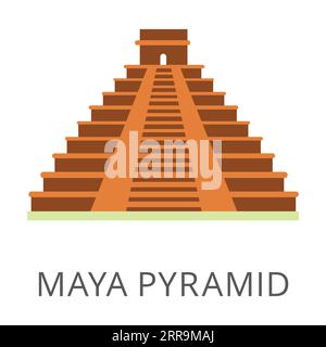 Piramide a gradini di pietra isolata su bianco Illustrazione Vettoriale