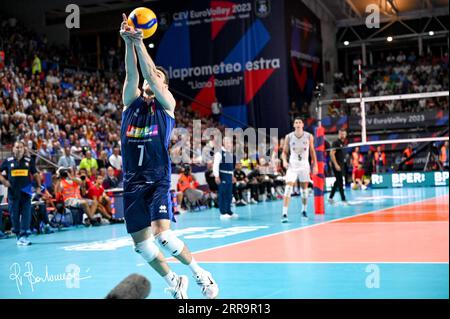 Ancona, Italia. 6 settembre 2023. Balaso Fabio #7 durante Germany vs Italy, CEV Eurovolley Men Match Credit: Independent Photo Agency/Alamy Live News Foto Stock