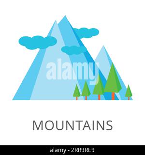 Cime montuose circondate da boschi e conifere Illustrazione Vettoriale