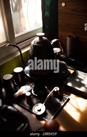 Impostazione angolo caffè Foto Stock