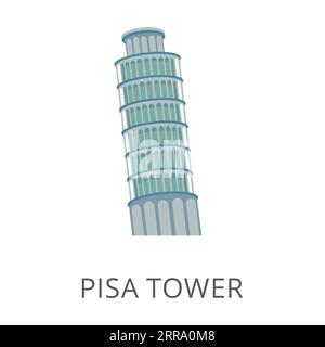 Torre pendente di Pisa come simbolo italiano icona vettoriale piatta Illustrazione Vettoriale