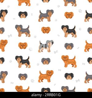 Motivo Yorkiepoo senza cuciture. Yorkshire terrier Poodle mix. Set di colori diversi per il rivestimento. Illustrazione vettoriale Illustrazione Vettoriale